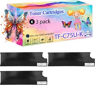 TF-C75U-K T-FC75U-C T-FC75U-M T-FC75U-Y Toner Cartridges Compatible with Toshiba E Studio 5560C 5560CG 6560C 6570C Printers, High Yield, Crisp Text, Smooth Printing (with Chip) (3 Pack Black)