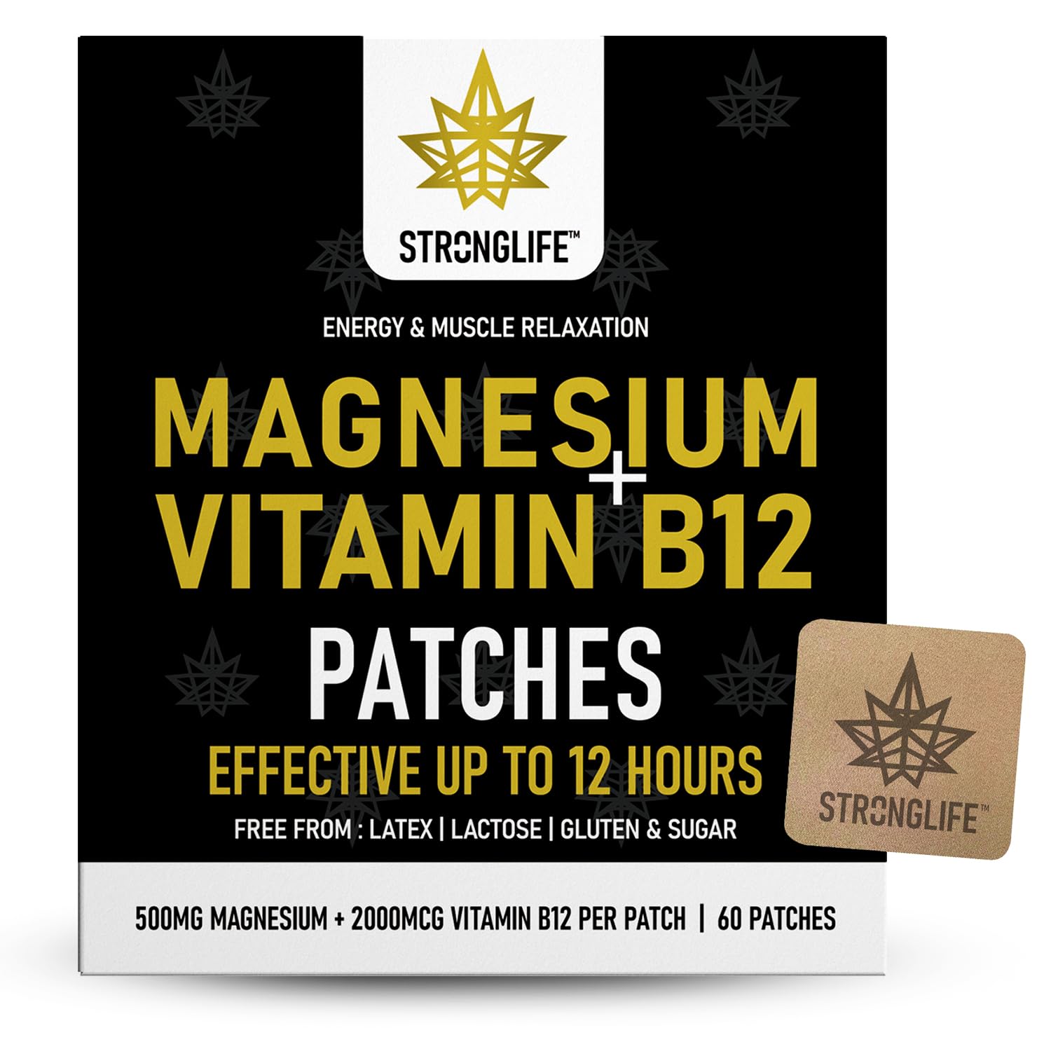 Magnesium & Vitamin B12 Patches – 60 Patches for Energy, Nerve, and Muscle Support | High Absorption, Like Capsules and Powder (60 Patches, Magnesium Vitamin B12)