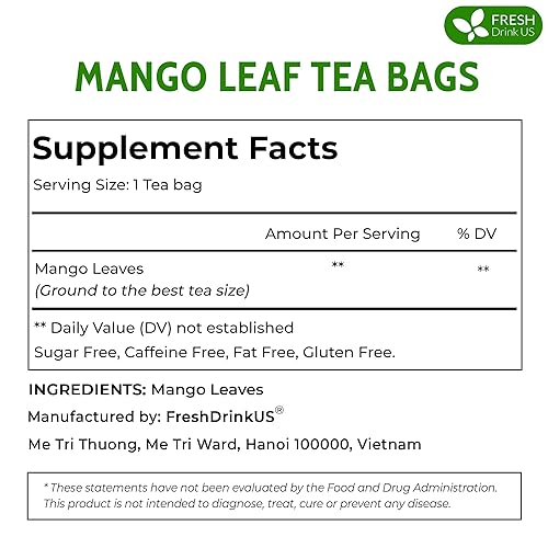Miniatura 2 de FreshDrinkUS 15 bolsas de té de hoja de mango puras orgánicas sin OMG 100 hojas de mango Té de hierbas de mango de hoja suelta Té de hojas de mango