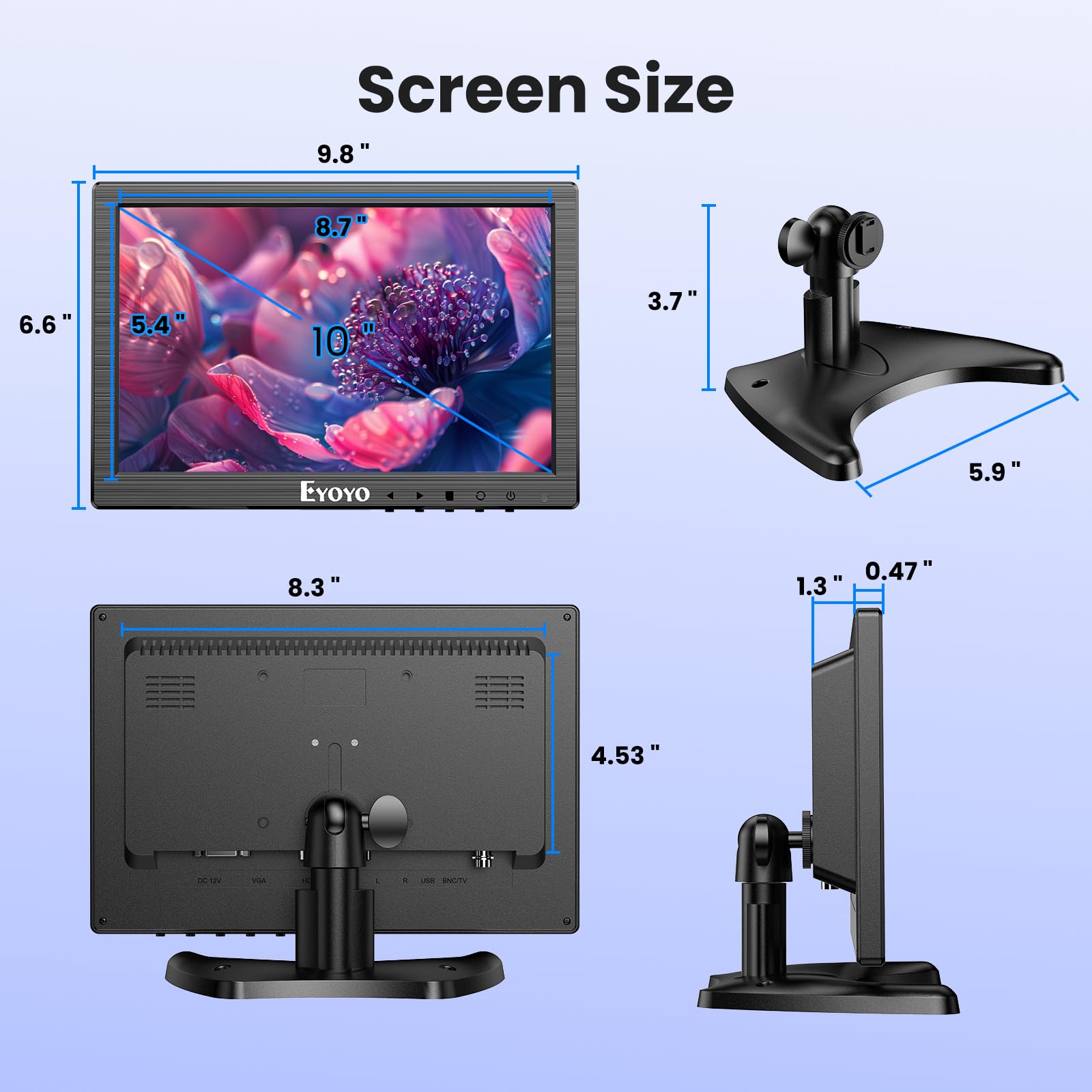 Amazon.com: Eyoyo 10 inch Monitor HDMI LCD Monitor 1920x1200 16:10