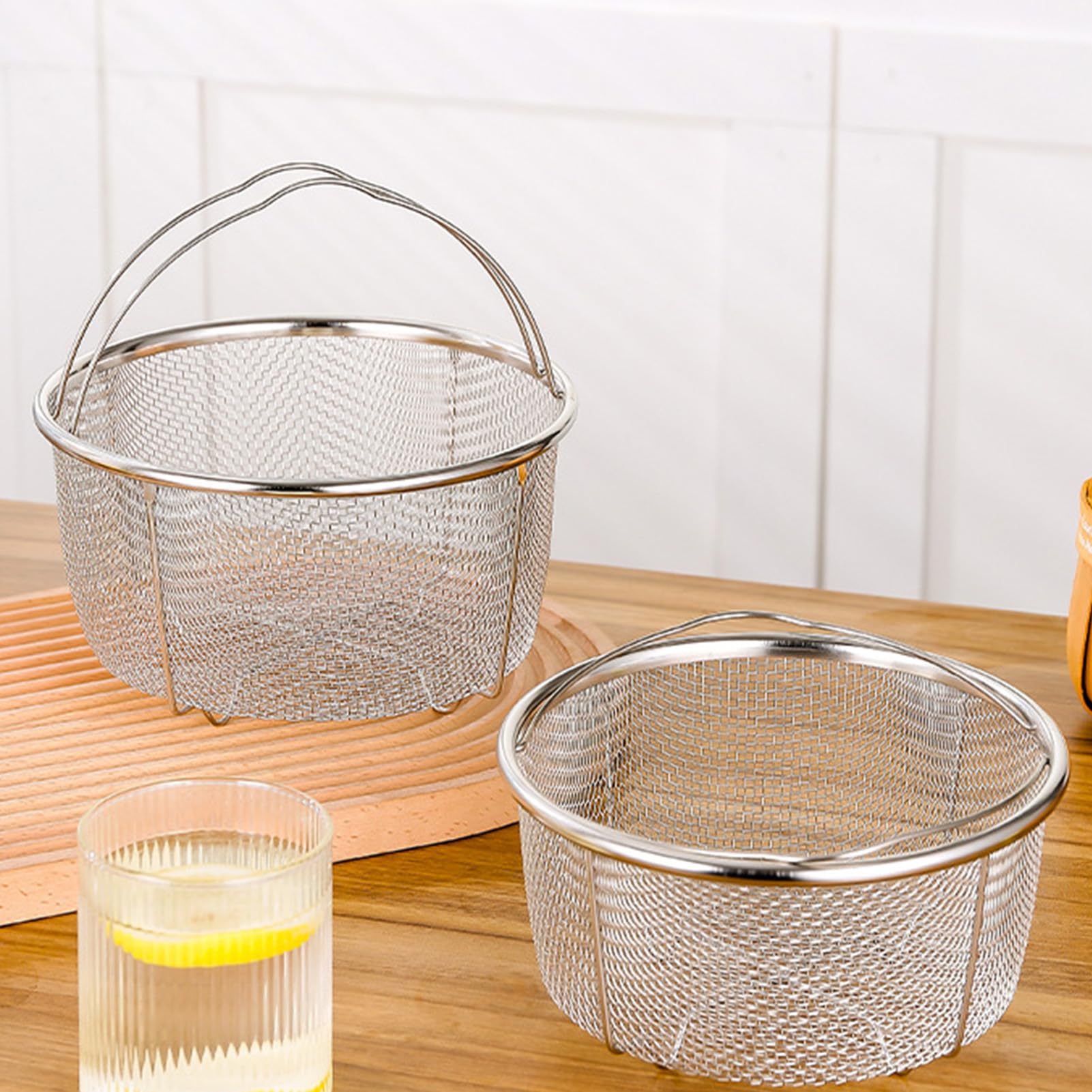 Cestello per Cottura a Vapore in Rete, Ø 20 cm Cestello per Colino in Rete con Manici Pieghevoli in Acciaio Inox, Cestello Verdura Risciacquo Drenante per Verdure e Alimenti, Lavabile in Lavastoviglie