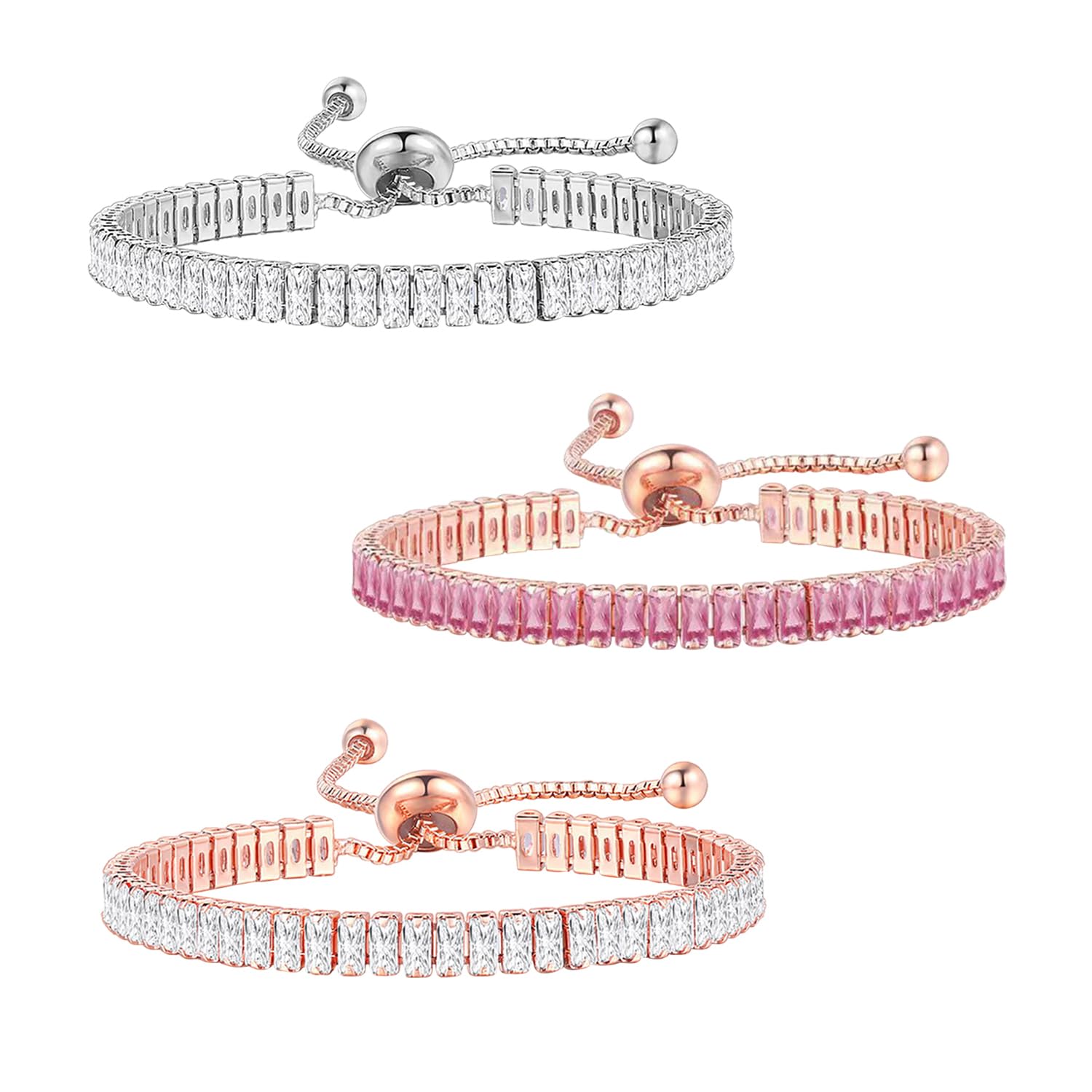 Peora Baguette Stone Studded Adjustable Tennis Bracelet Stylish Fashion Jewellery Valentines Gift for Women & Girls - Review, Price and Buying Guide