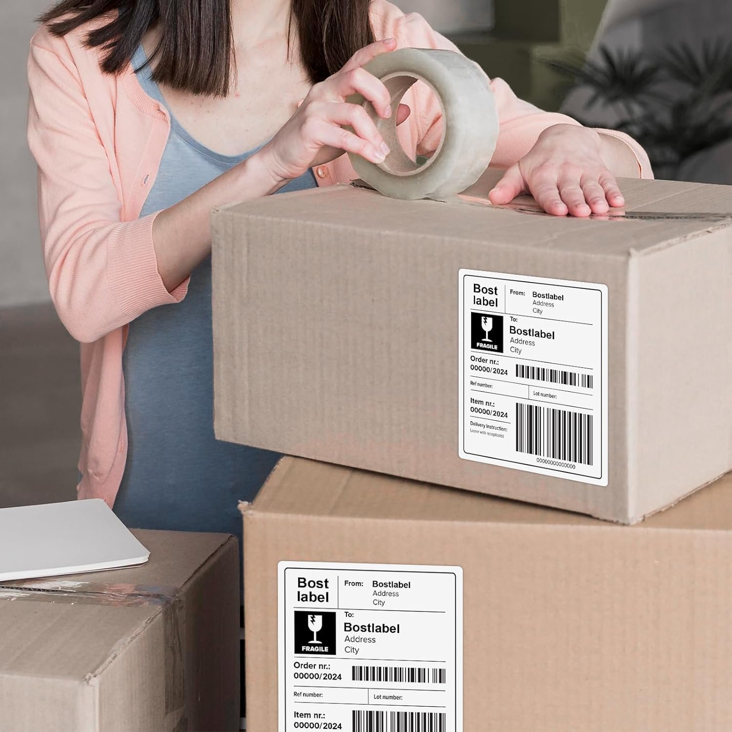 Bostlabels 500 Sheets 2000 Pcs 4 Up 4x5 White Shipping Labels for inkjet and Laser Printers, large Labels 4 per Sheet, Permanent Strong Adhesive A4 Size 4 Labels per Page Perfect for Mailing & Address