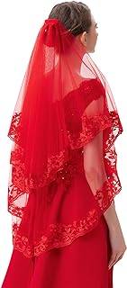 2 Tier Lace Veil Cathedral Tulle Sheer Wedding Halloween Party Costume V...