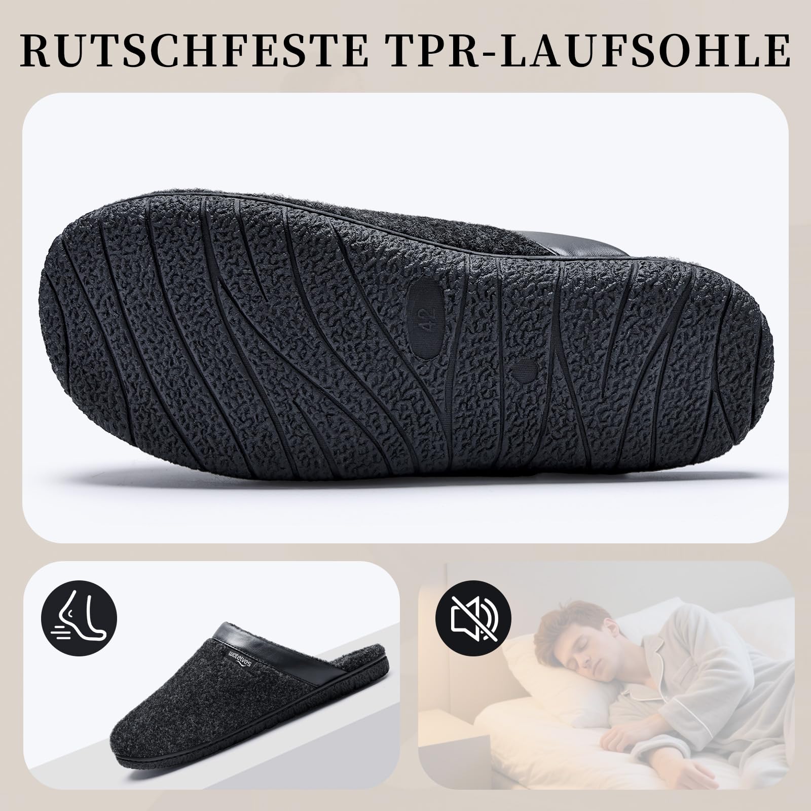 WateLves Ciabatte Uomo Pantofole Feltro Invernali Memory Foam Antiscivolo Caldo Scarpe Da Casa
