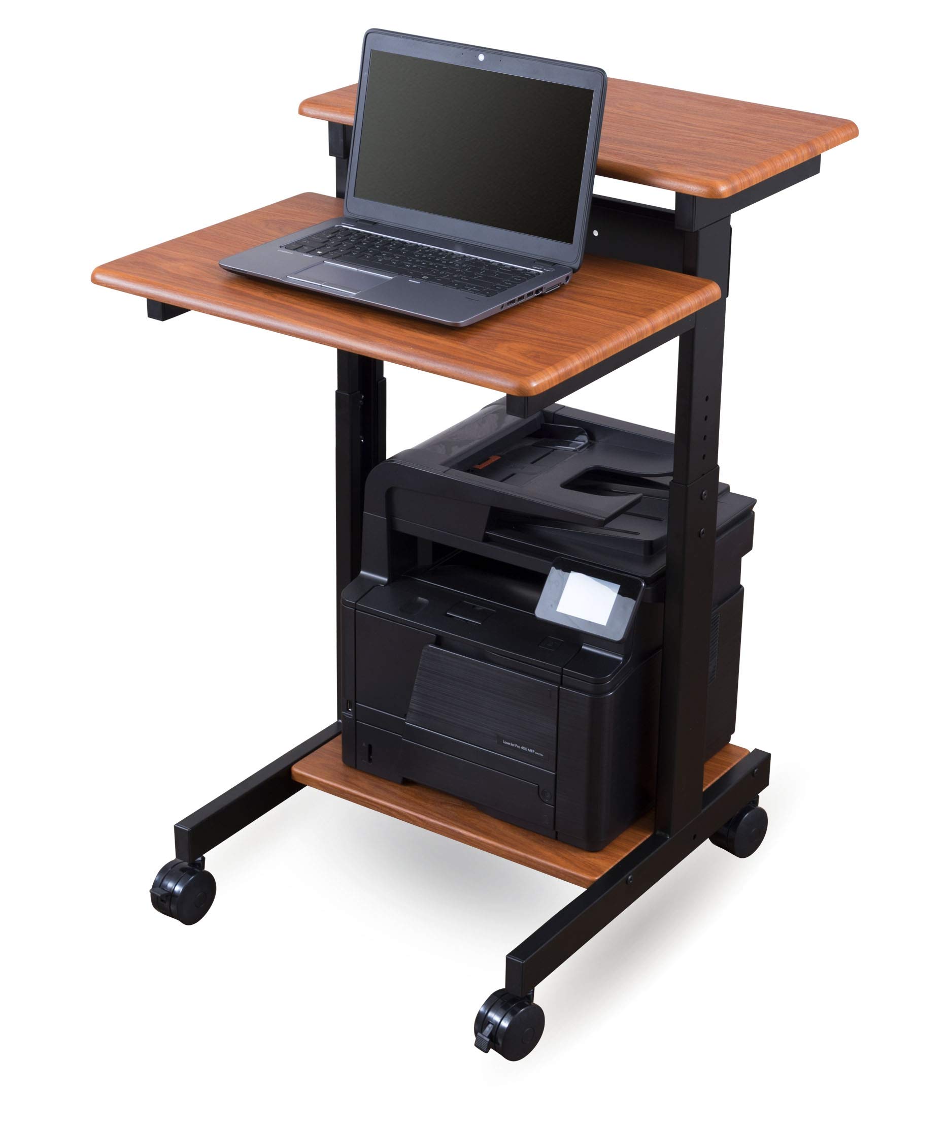 S Stand Up Desk StoreRolling Adjustable Height Two Tier ing Computer Workstation (Black Frame/Teak Top, 24" Wide)