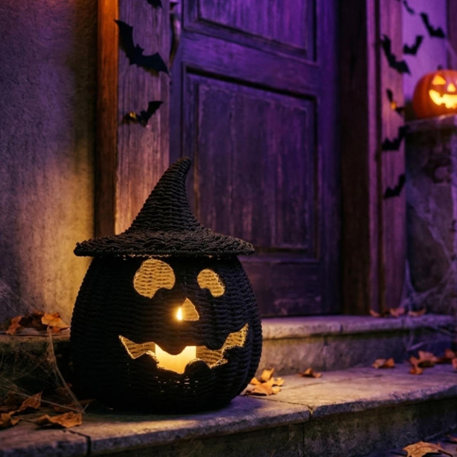 Dekoracyjny Pleciony Kosz Dyniowy Pojemnik Do Przechowywania Halloween Ze | Kosz na cukierki imprezowy do domu, salonu, biurka, kominka, stołu jadalnego, przedpokoju, ganku, przyjęcia