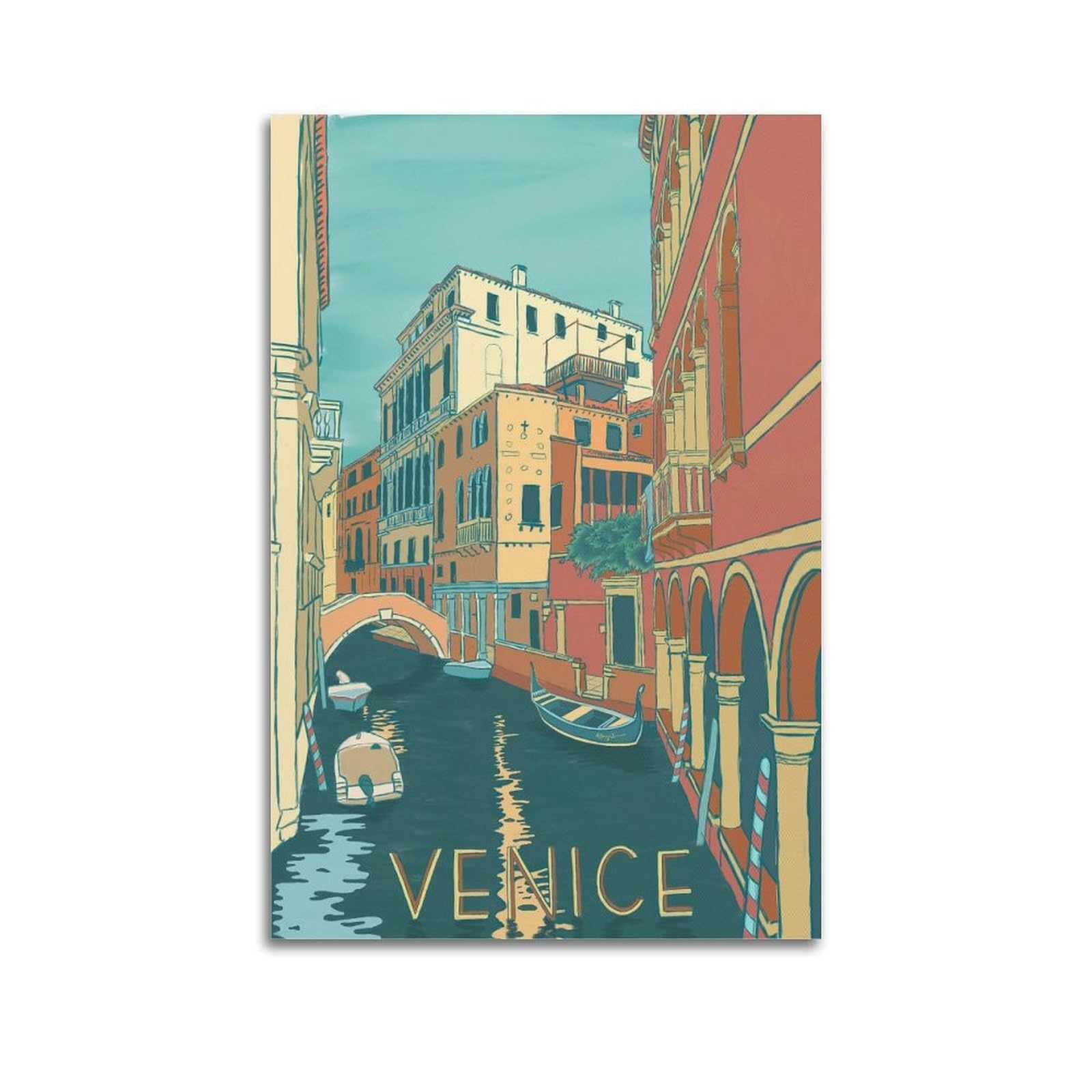 DLJGDS Vintage Poster Venice Decorative Painting Canvas Wall Posters And Modern Family Bedroom Decor 20x30inch(50x75cm)
