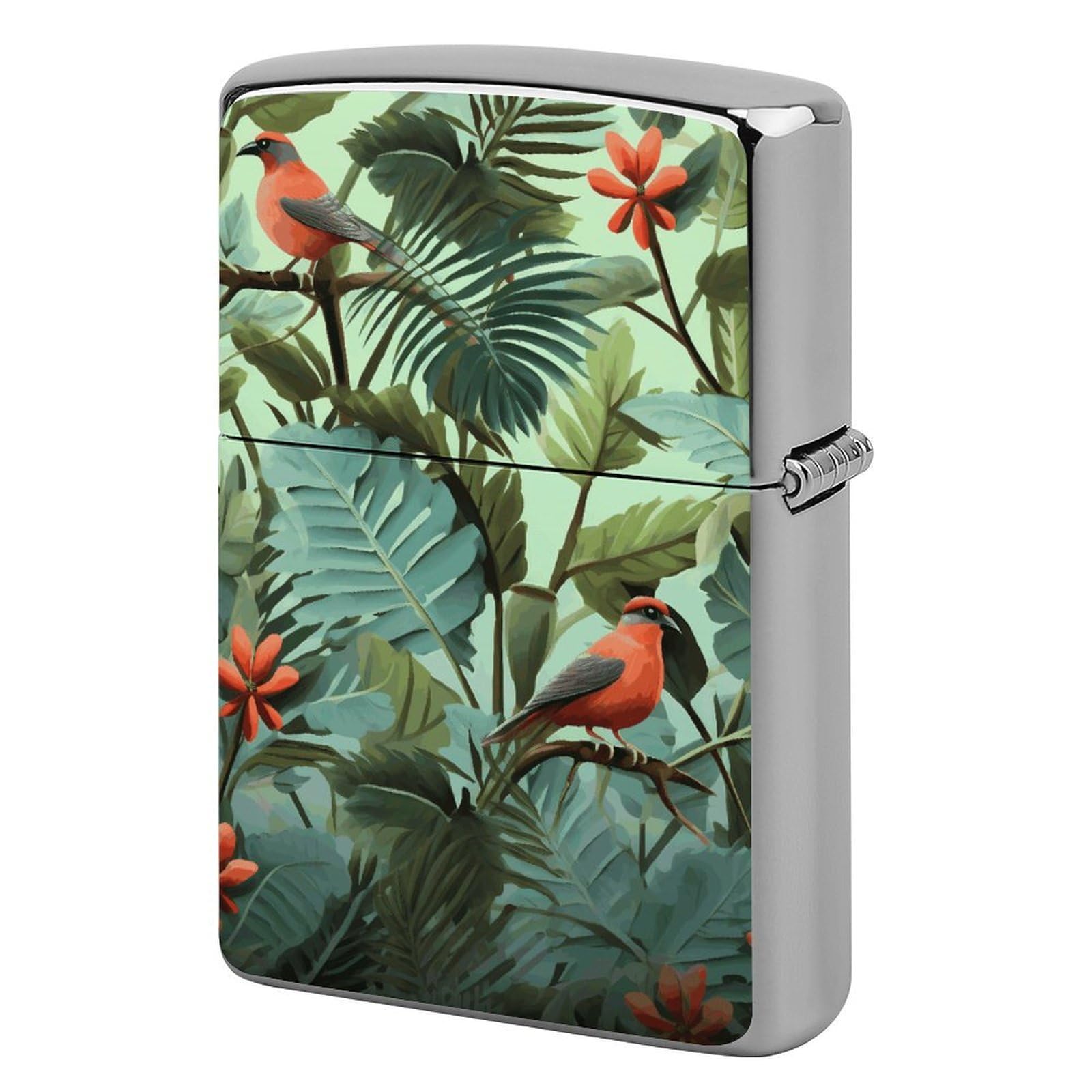Tropical Plants Lighter Case Vintage Metal Lighter Cover Reusable Lighter Protective Sleeve Unique Design Personalized Lighter Sleeve Holder Against Dust and Scratches