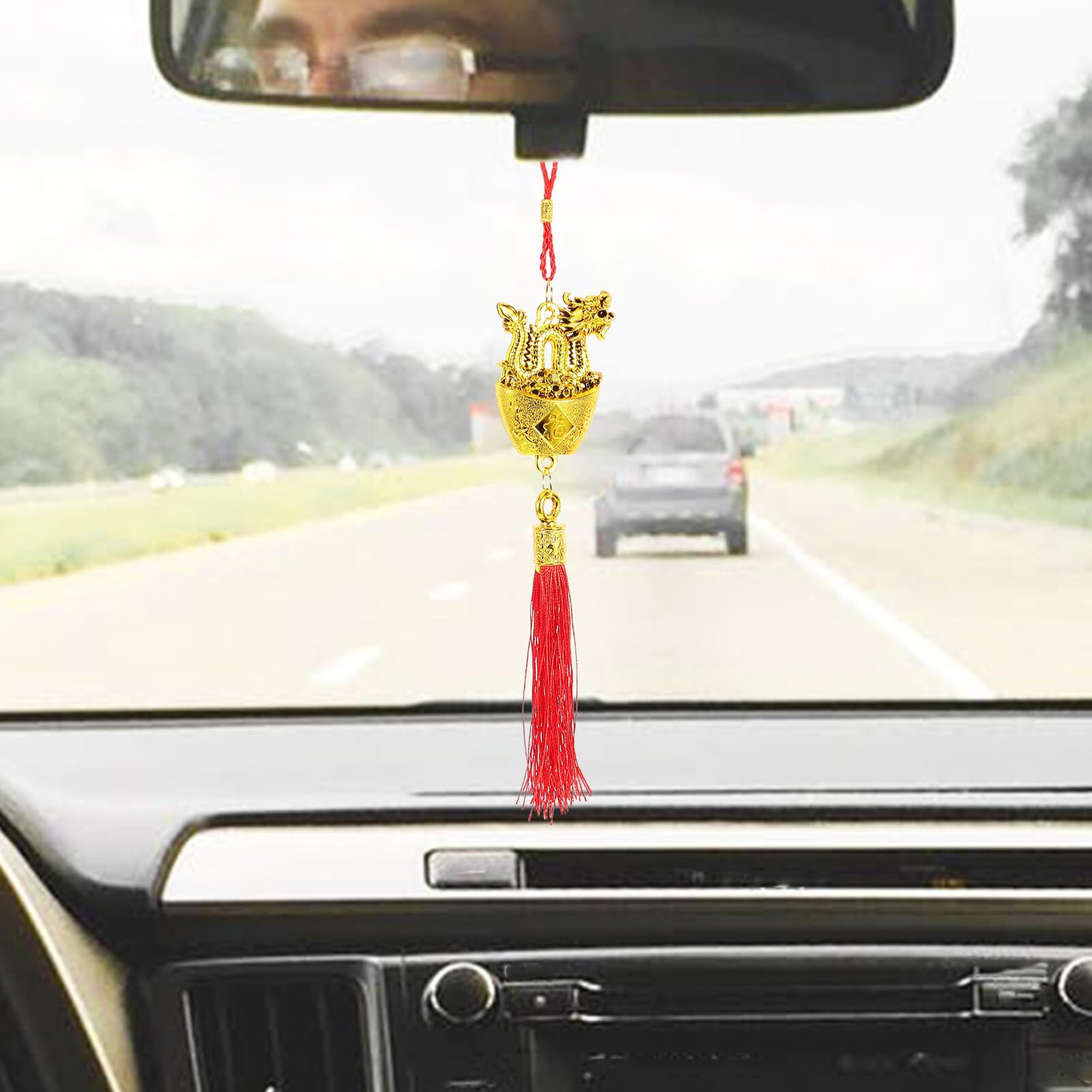 Decorazioni Cinesi Capodanno 2024 - 6 Pezzi Draghi Portafortuna Con Nappa Rossa Per Auto, Bonsai, Casa - Foto 3