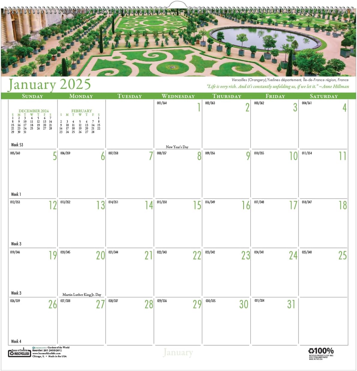 House of Doolittle 2025 Monthly Wall Calendar, Earthscapes Gardens of the World, 12 x 12 Inches, January - December (HOD301-25) Gardens of the World 12 x 12 inches