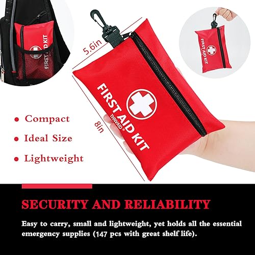 Miniatura 4 de Mini kit de primeros auxilios  Kit de primeros auxilios pequeño de 147 piezas, con hebilla giratoria, ideal para coches, escuelas, deportes,