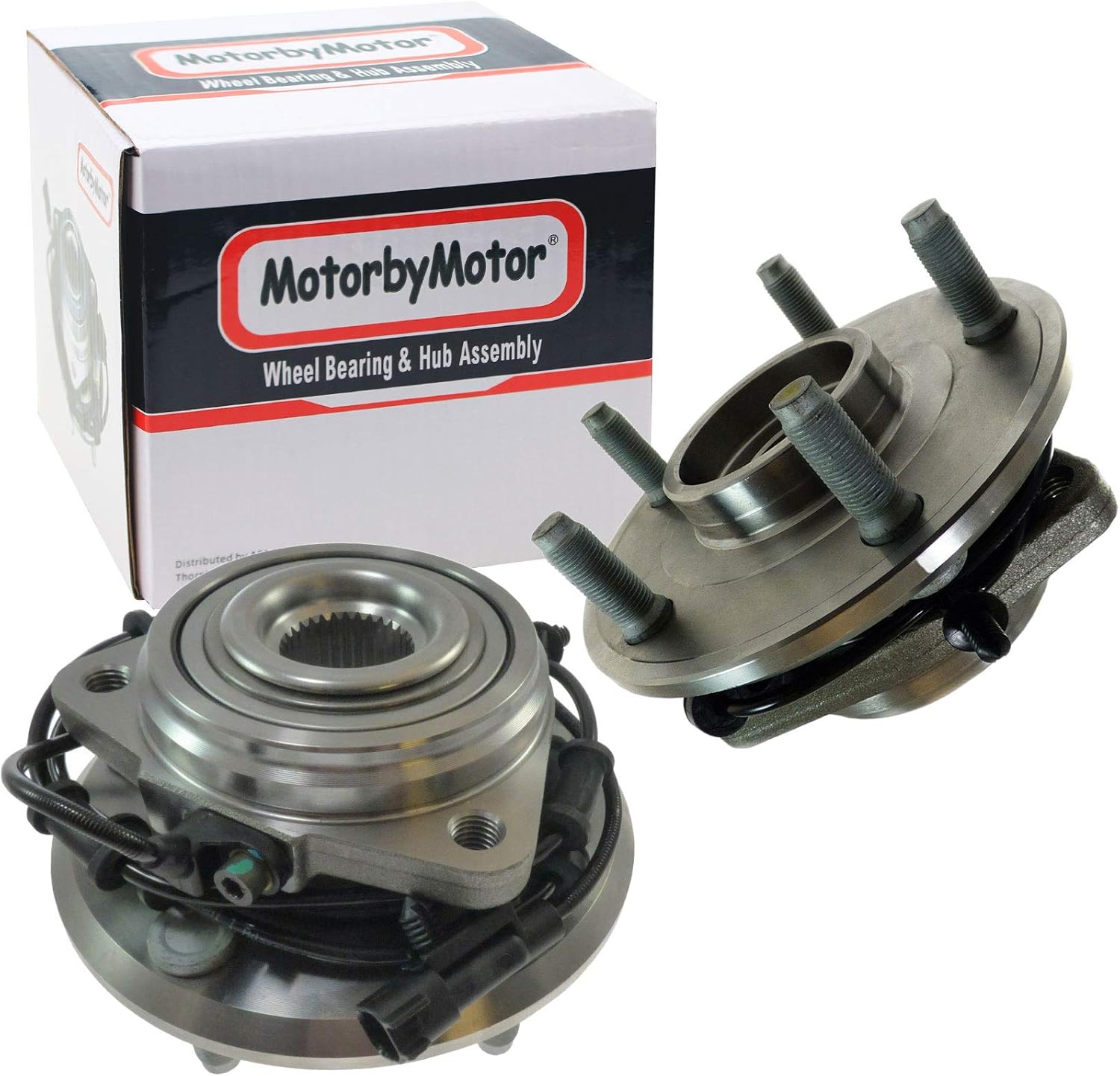 MotorbyMotor HA590482 Front Wheel Bearing and Hub Assembly with 5 Lugs fits for Jeep Wrangler,Jeep Wrangler JK Low-Runout OE Directly Replacement Hub Bearing w/ABS 4WD (2 Pack)