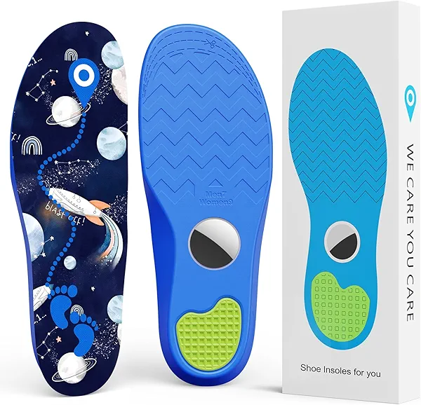 Hidden Holder Insole Compatible with AirTag, Tracking Device Insert Case for Kids Adults and Elderly, Secure Fit for Sneakers & Daily Shoes, Anti-Lost Tracker Soft Inserts for Shoes, Blue (175-190mm)