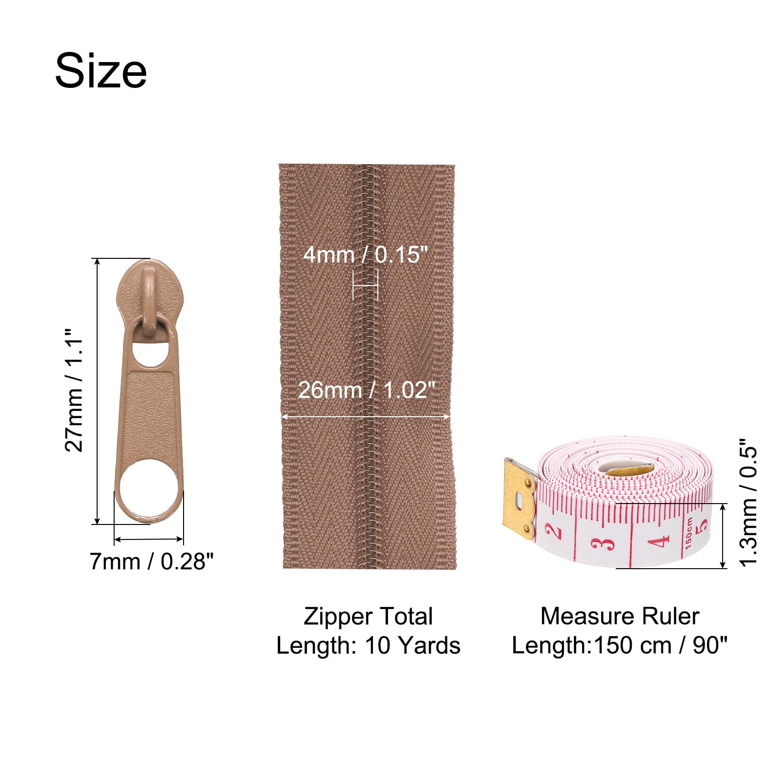 uxcell #3 10 Yards Nylon Coil Zippers - Image 2