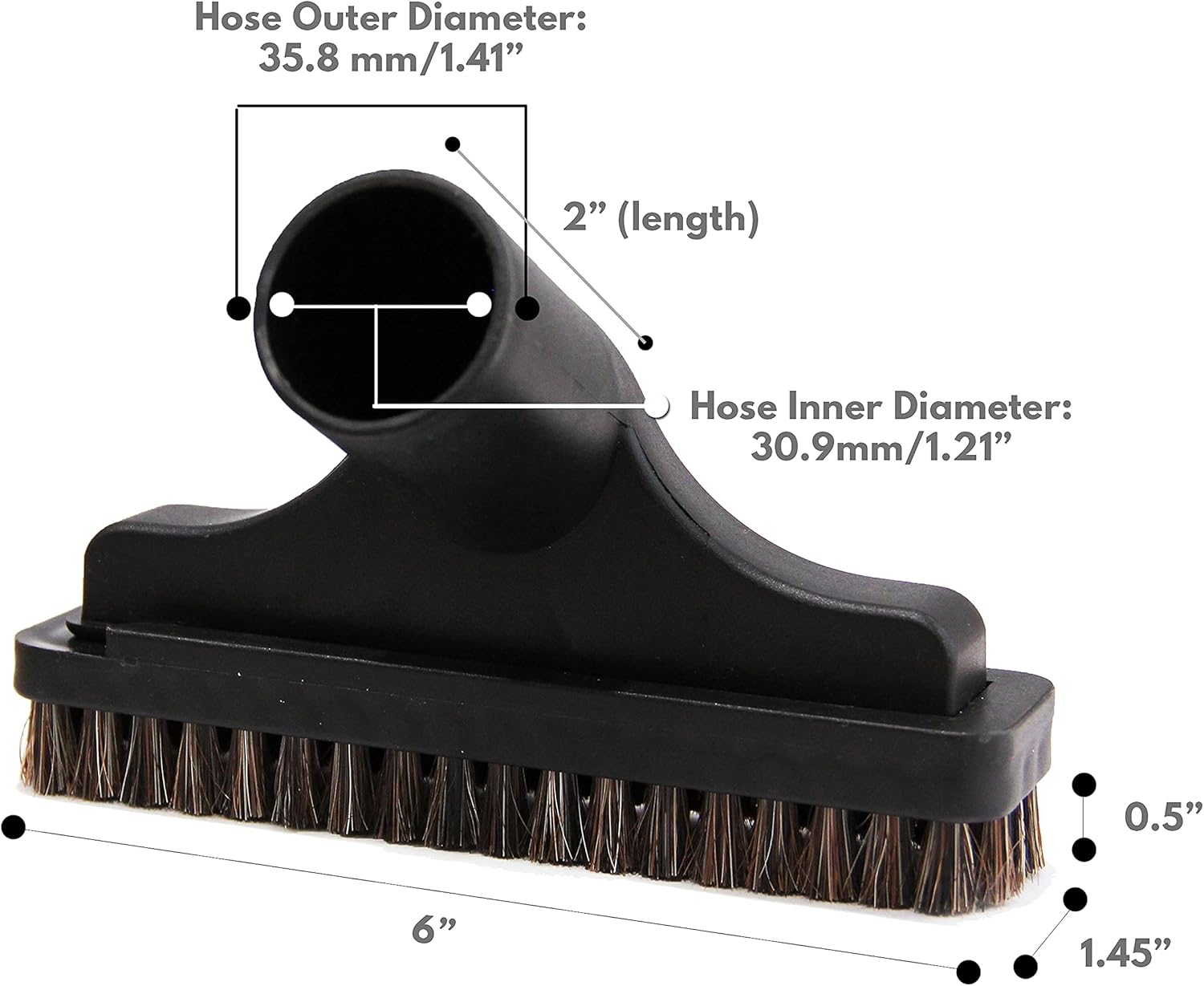 MaximalPower Replacement 32mm (1 1/4 inch) Vacuum Attachments Car Cleaning Dusty Brush Flexible Crevice Nozzle for Shop Vac Attachments 1.25”