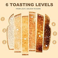 Vista 3 de CUSIMAX Toaster 2 Slice with Extra Wide Slots for Bagels, Stainless Steel Retro Toaster with 6 Toast Settings and 4 Functions, Bagel, Cancel