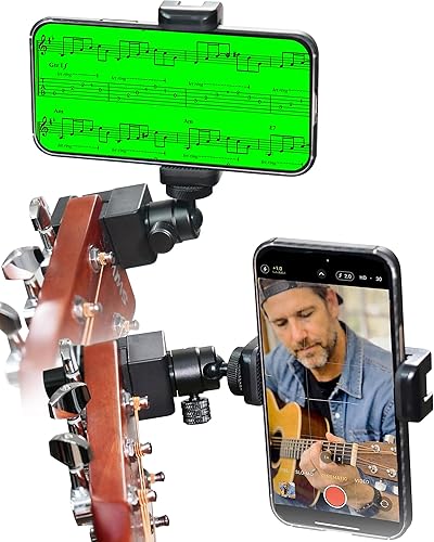 Guitar Phone Holder (Stable, Lightweight) Headstock Mount for Video Recording,