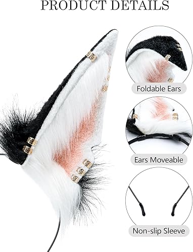 Miniatura 2 de BNLIDES Orejas de conejo hechas a mano para mujeres y hombres, disfraz de cosplay, accesorios de cabeza lindos para Halloween