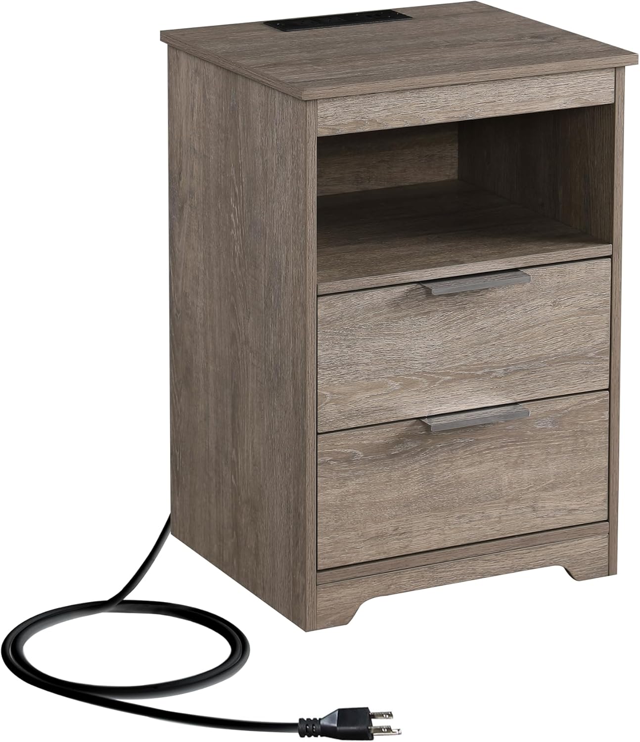 Kavonty Nightstand with Charging Station,Nightstand with 2