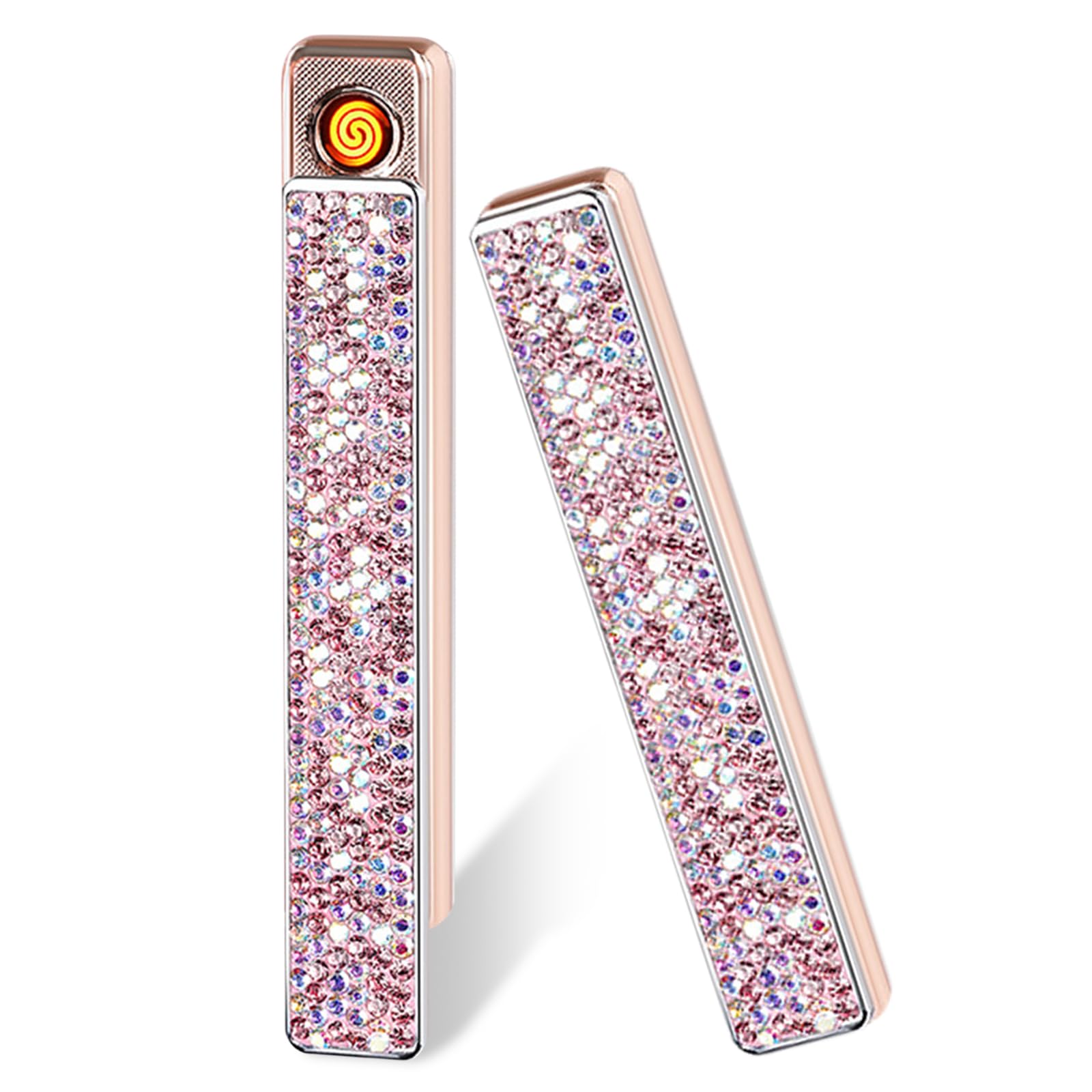 Electric Lighter Windproof Flameless Bling Lighters - Type-C Rechargeable Pull-Out Ignition with Thickened Tungsten Rhinestone Decorative Design Gift