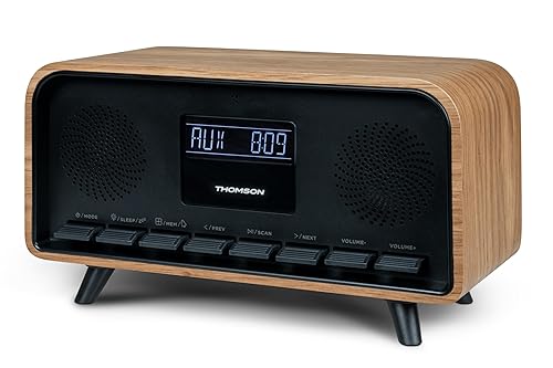 THOMSON Radio-réveil Vintage et Enceinte Bluetooth, Radio FM, Port USB