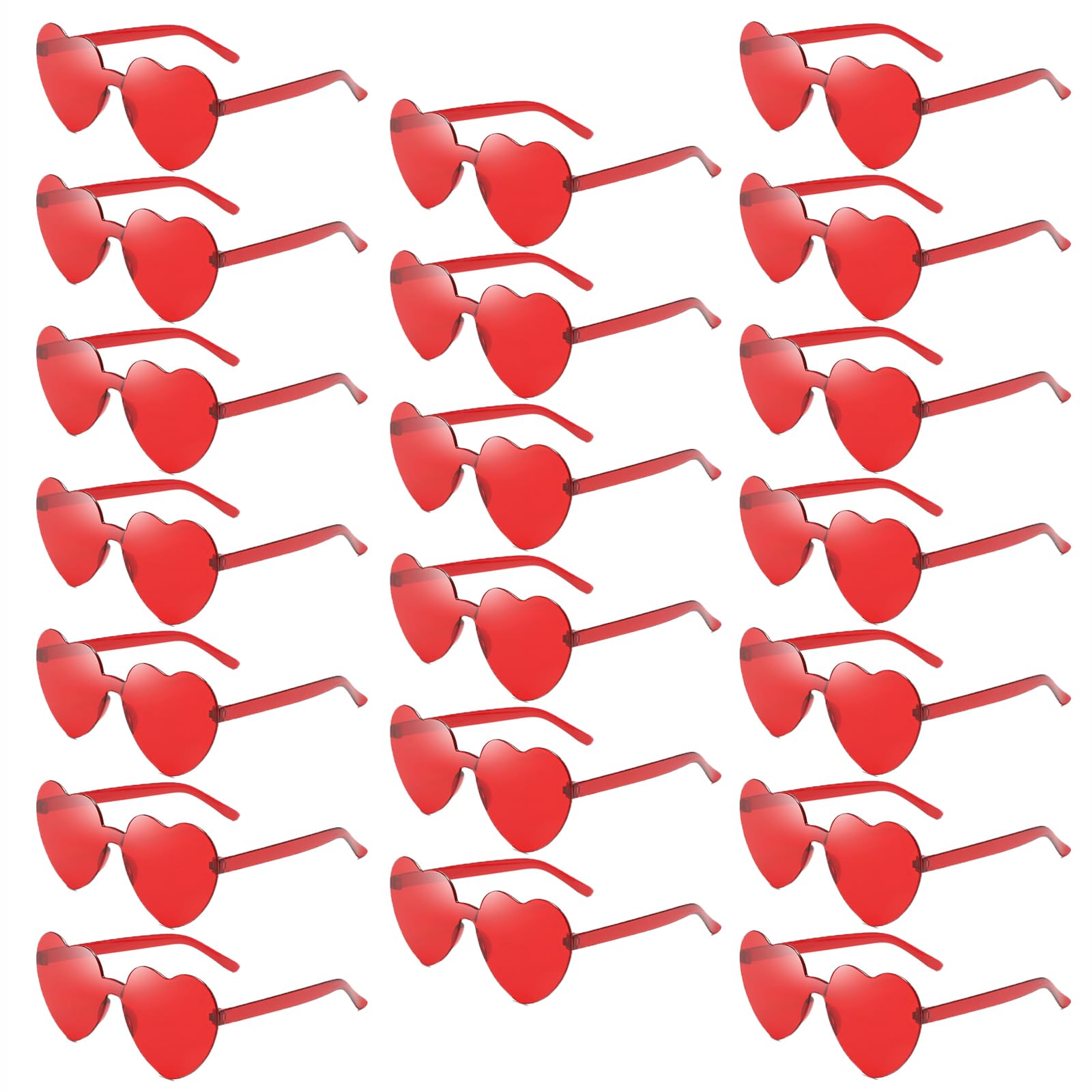 QYVEWY 20 Pack Heart Sunglasses for Women Candy Transparent Rimless Bulk Heart Shaped Glasses for Bachelorette Party Favors