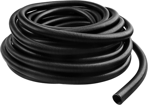 20m ID 20mm x OD 25mm Corrugated Tube, Black Flexible Corrugated Conduit Tube Cable Wire for Trunking, Car Tubing
