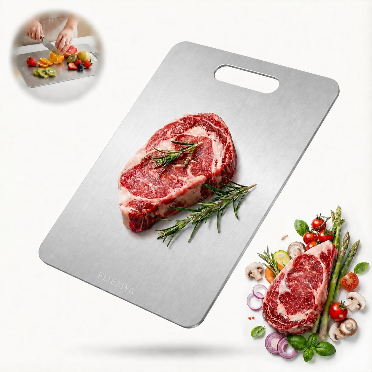 Katori Titanium Cutting Board for Kitchen,100% Pure Titanium Cutting Boards,Double Sided Non Toxic Titanware Chopping Board for Cutting Meat Vegetable Fruit,Dishwasher Safe(S-11.42L*7.87W)