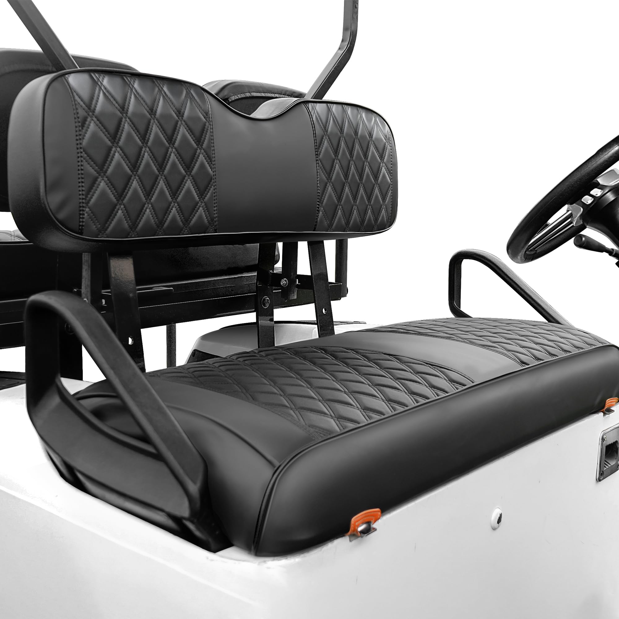 Rosefray Golf Cart Seat Covers Fit for EZGO TXT 1994-2013 Front Seat Cushion, Backrest Leather Diamond Seat Covers-Black