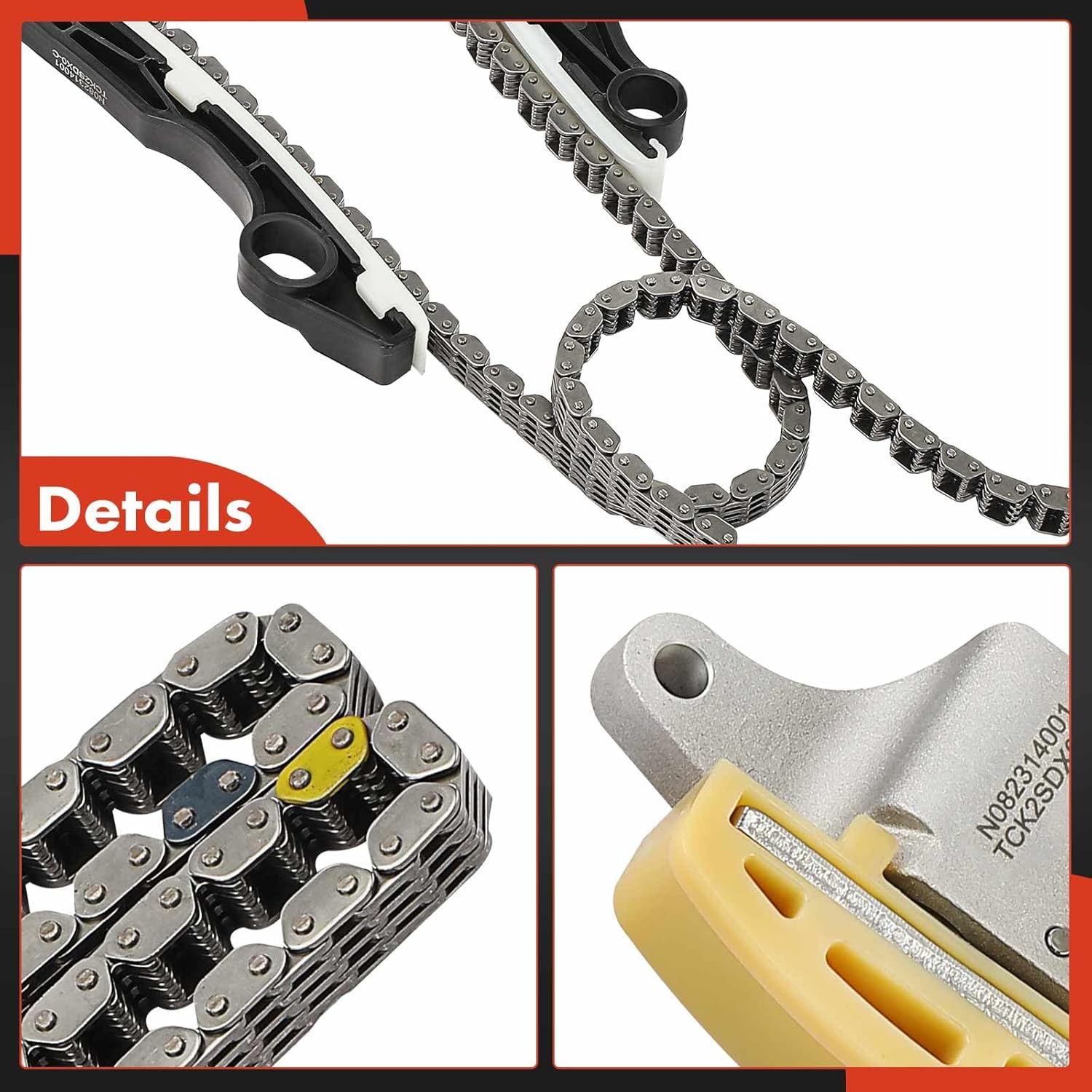 A-Premium 7PCS Engine Timing Chain Kit W/Tensioner & Guide Compatible with Nissan - Altima 2010-2013, Rogue 2010-2013, Rogue Select 2014-2015 - L4 2.5L - Replace# 150411JB0A, 13085JA00A