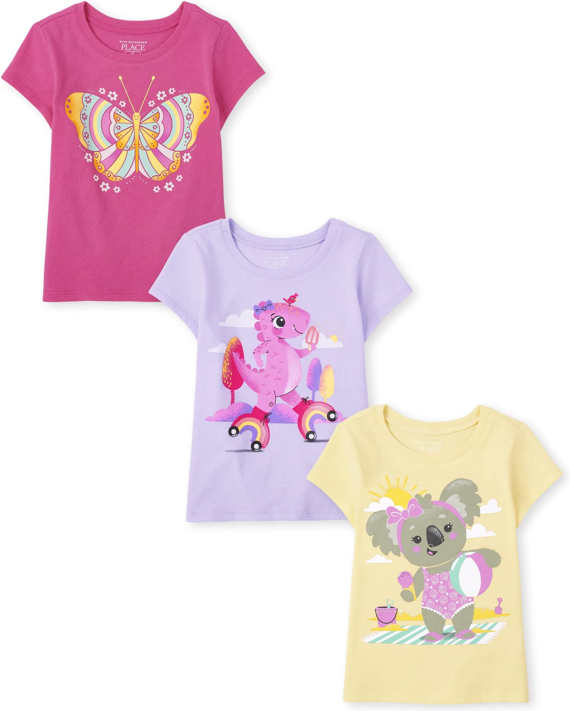 The Children's Place baby-girls Baby Girls and Toddler Girls Short Sleeve Graphic T- Shirt 3-pack T-Shirt (pack of 3)