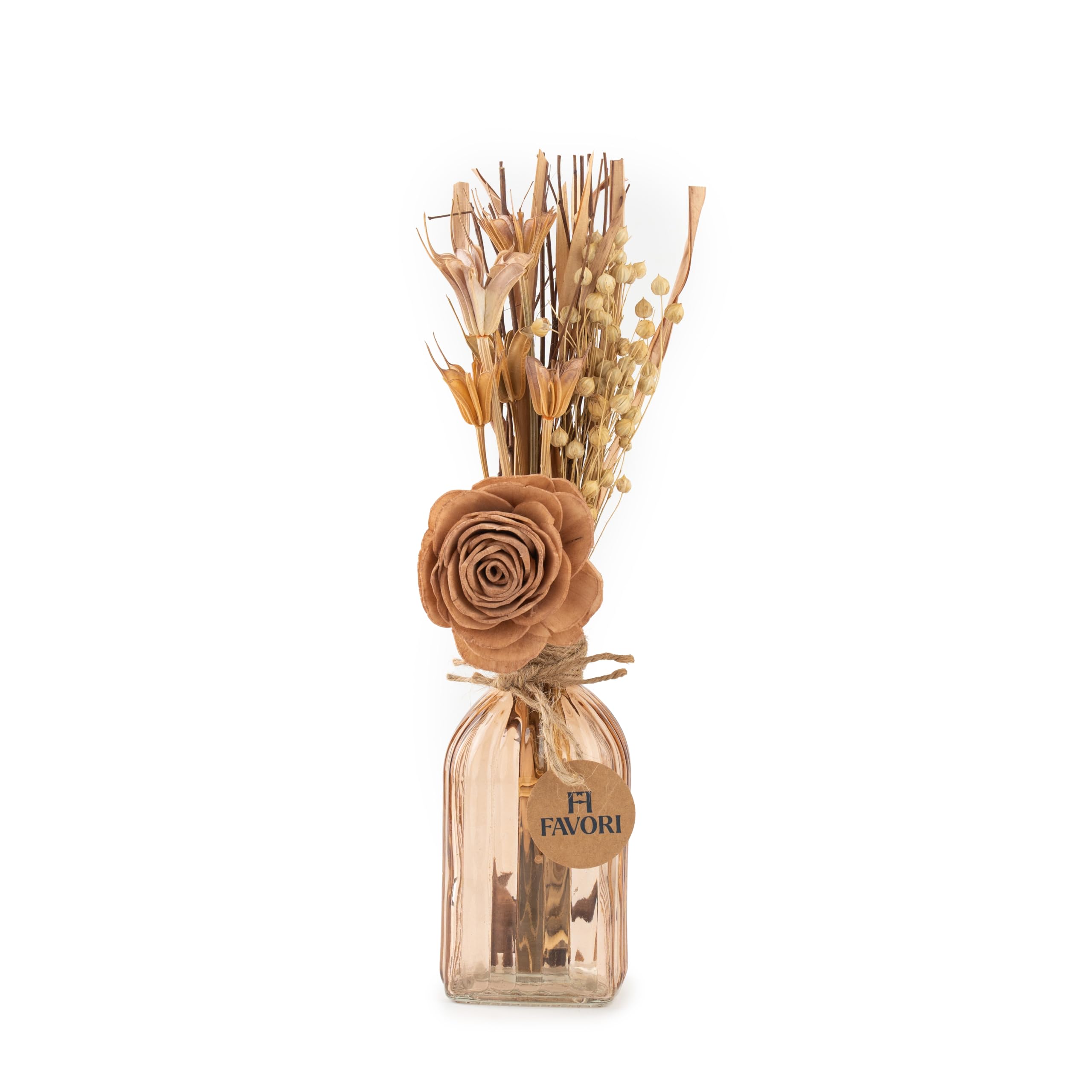 Favori Brand -Autumn Ember Dried Flower Arrangement in Fluted Glass vase, Size 7x7x28cm/2.75x2.75x11 inches, Natural Dried Flower, Eco-Friendly, Ideal for Home,Office and Table Decoration.-image-16