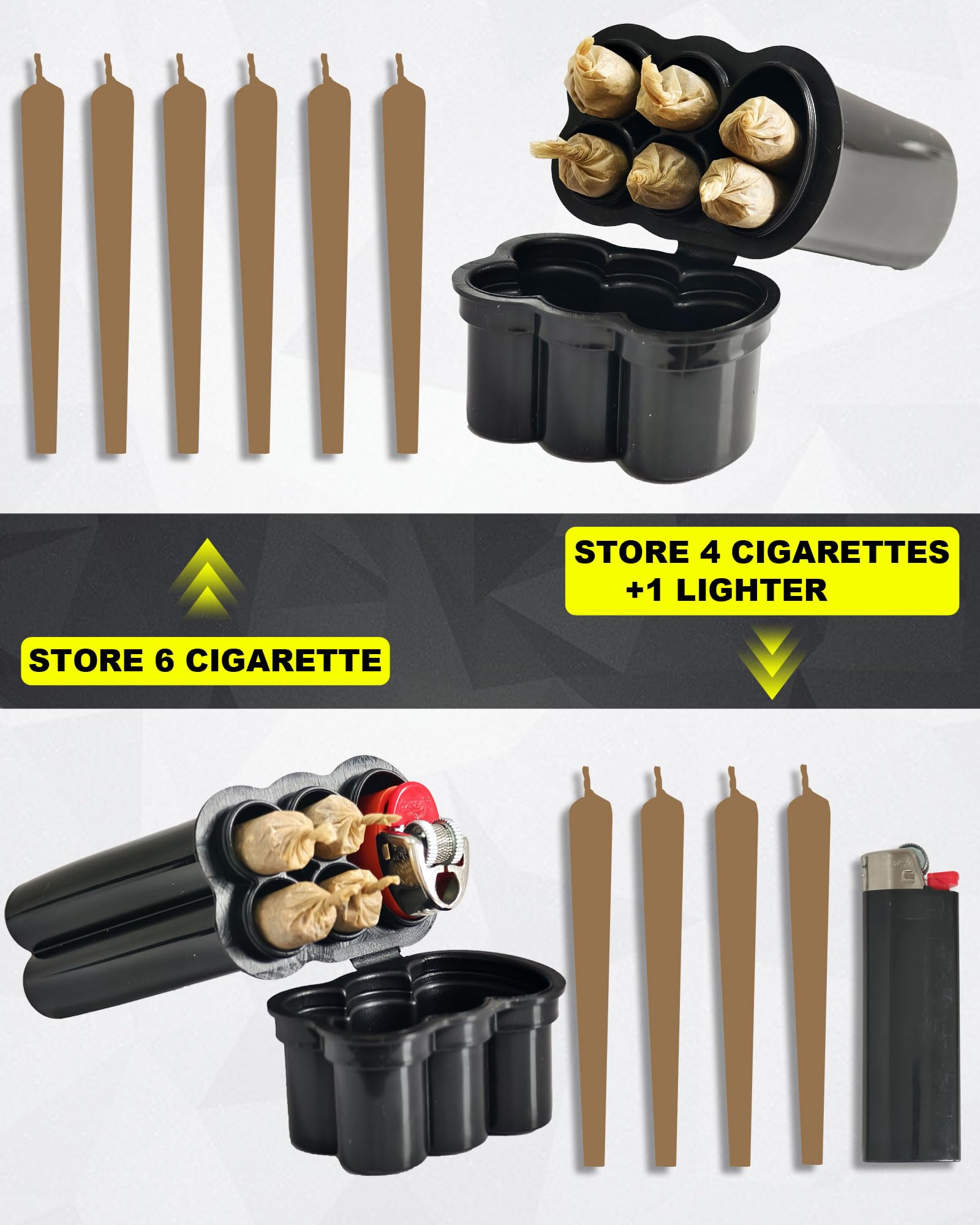 4-Hole King Size Pre-roll Cone Holder Case, Cigarette Case for Regular Size Cigarettes & King Size, Small Container Lighter Box, Smoking Accessories for 1-1/4 Size Pre Rolled Rolling Paper : Health