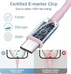 USB to USB C Cable for iPhone 17 16 15, 5FT USB C Cable Compatible with iPhone 17 16 15, Type C Charger Fast Charging Carplay Cable, Carplay Cord Compatible with iPhone (Pink)