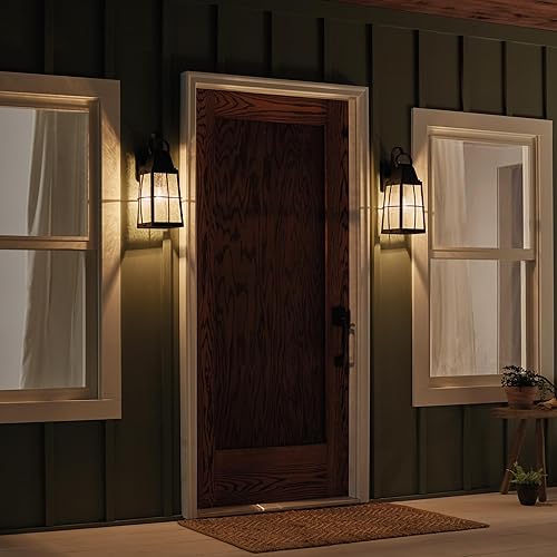 Miniatura 5 de Kichler Tolerand 49553BKT - Lámpara de pared para exteriores de 17.75 pulgadas en negro texturizado, 1 luz de pared exterior para porche con vidrio