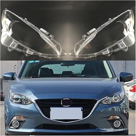 Amazon ヘッドライトカバーシェルレンズ カバー カーヘッドライトヘッドライトクリアレンズシェルカバー 車のフロントヘッドライトカバー ために マツダ3アクセラ13 16 ガラスのランプシェード 色 左右の2ピース ライトリム サイドマーカーリム 車 バイク