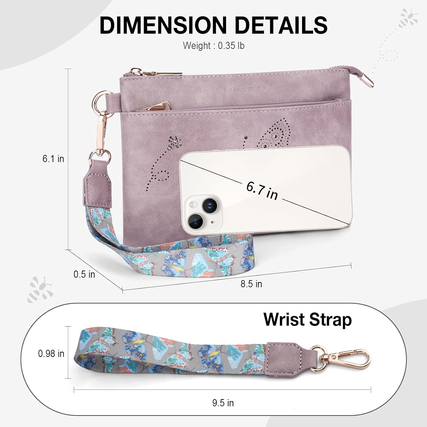 Wristlet Wallets Clutch Purses for Women, Slim RFID Blocking Cell Phone Wallet Purse with Credit Card Holder - Image 2