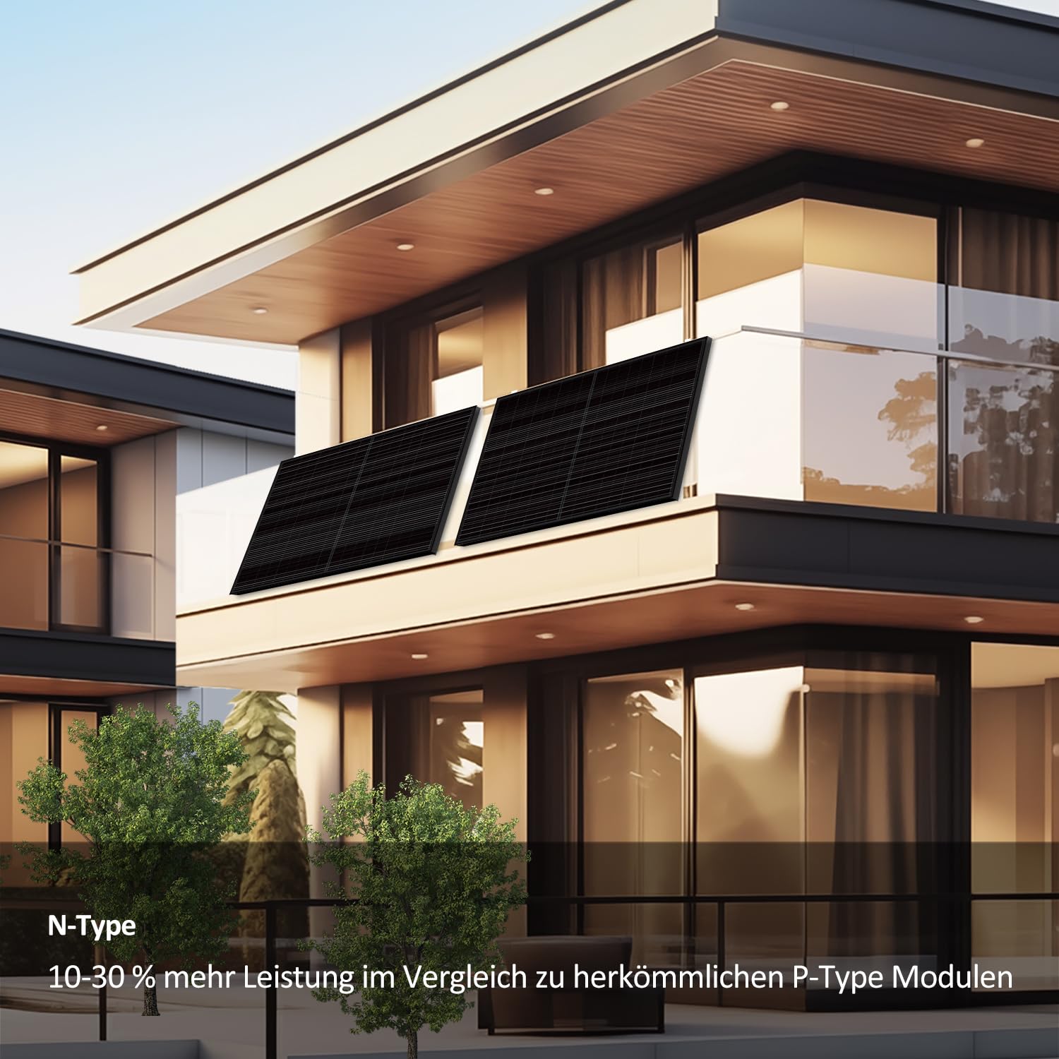 Haier 840 W Balkonkraftwerk inkl. sturmsicherer Balkon-Halterung, 600 W / 800 W Stecker-Solaranlage mit 2x 420 W Modulen und Wechselrichter, 5 m Kabel, WiFi