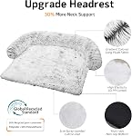 Calming Dog Bed Fluffy Plush Dog Mat for Furniture Protector with Removable Washable Cover for Large Medium Small Dogs and Cats (Large(45x37x6), Light Grey)
