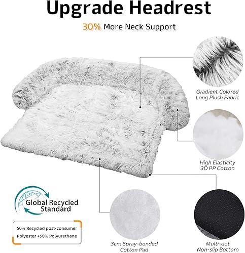 Miniatura 2 de Cama antiestrés de felpa esponjosa con protector de muebles y funda extraíble lavable para gatos y perros pequeños, medianos y grandes (extrachica,