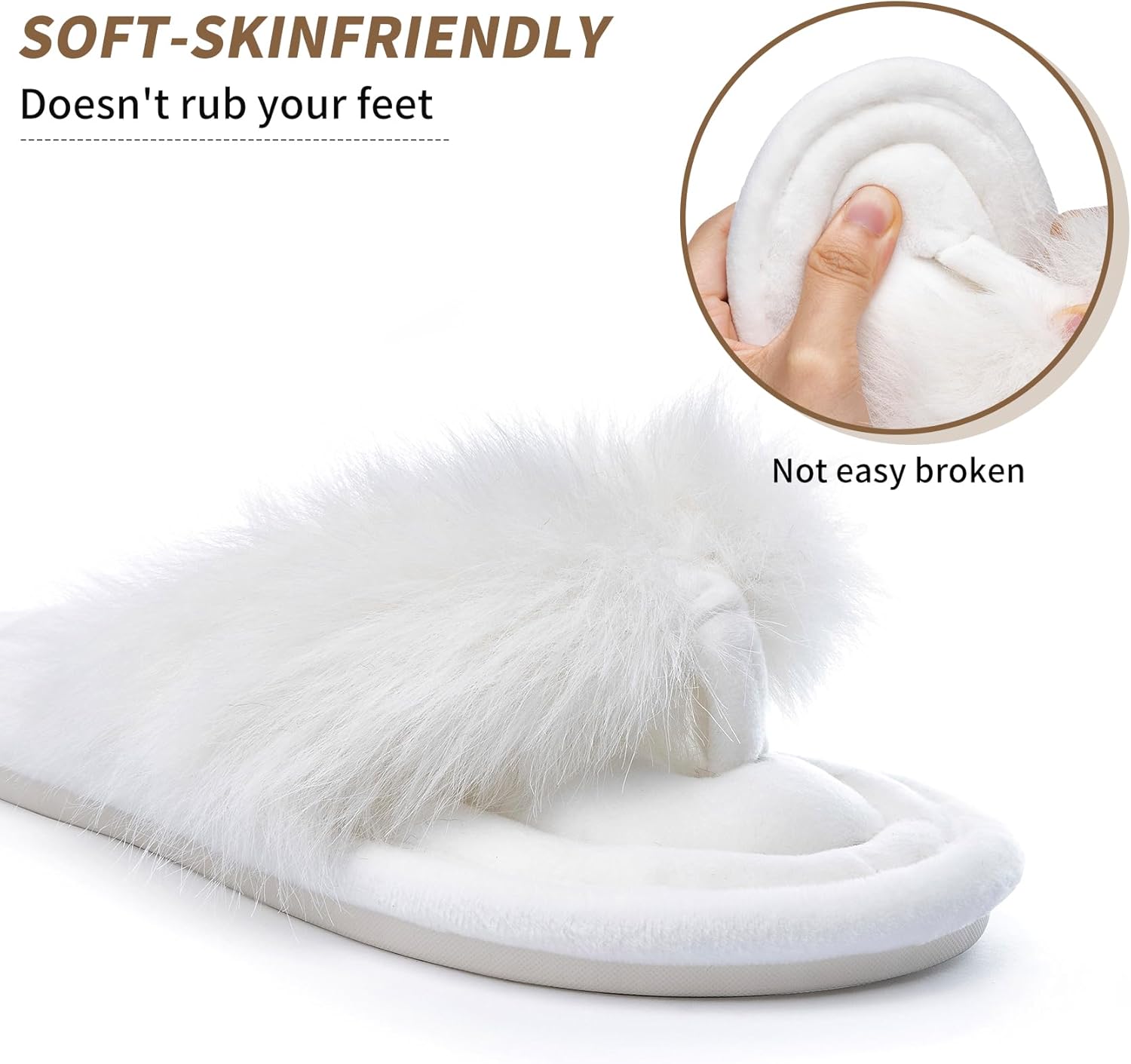 Womens Fuzzy Slippers with Box Memory Foam Soft Gifts for Women Mom Ladies Open Toe Fluffy Faux Fur Flip Flop Thong Slippers Bedroom Indoor Slides Shoe Birthday Valentines - Image 5