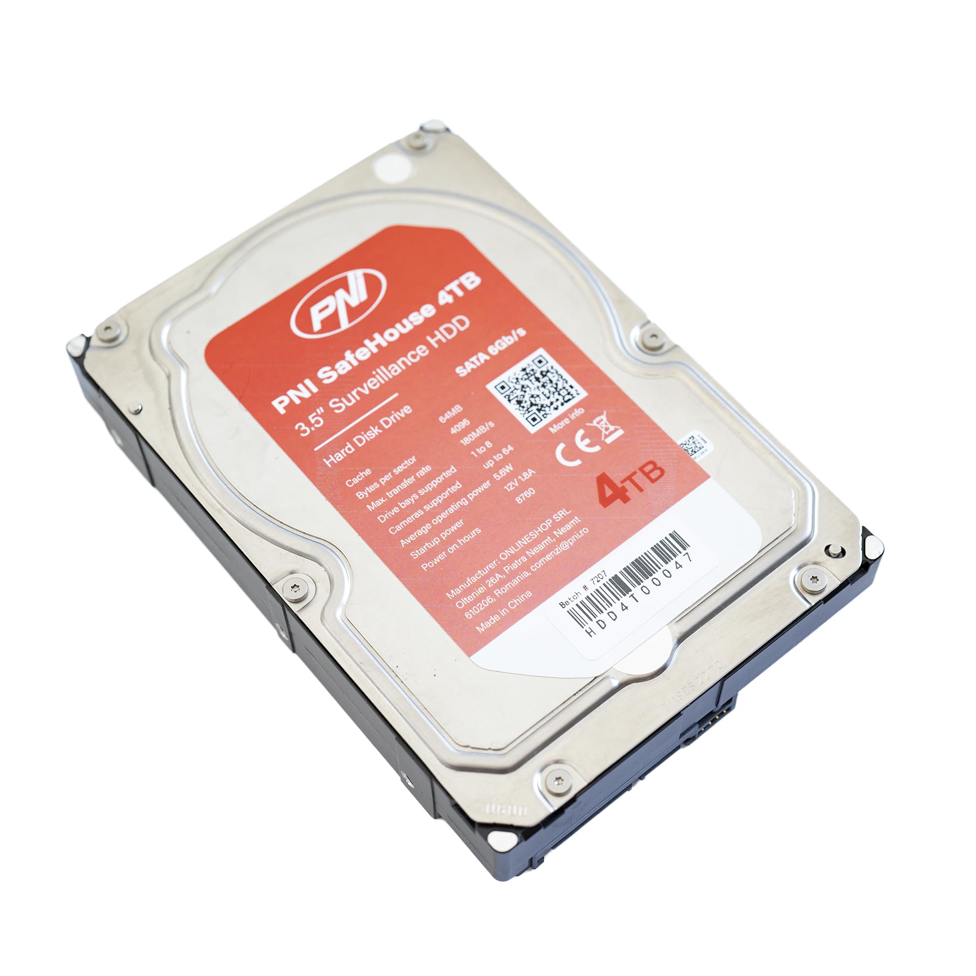 Hard Disk interno PNI SafeHouse 4TB 3,5" HDD, CCTV, 64MB, SATA III, 7200 RPM per sistemi di sorveglianza