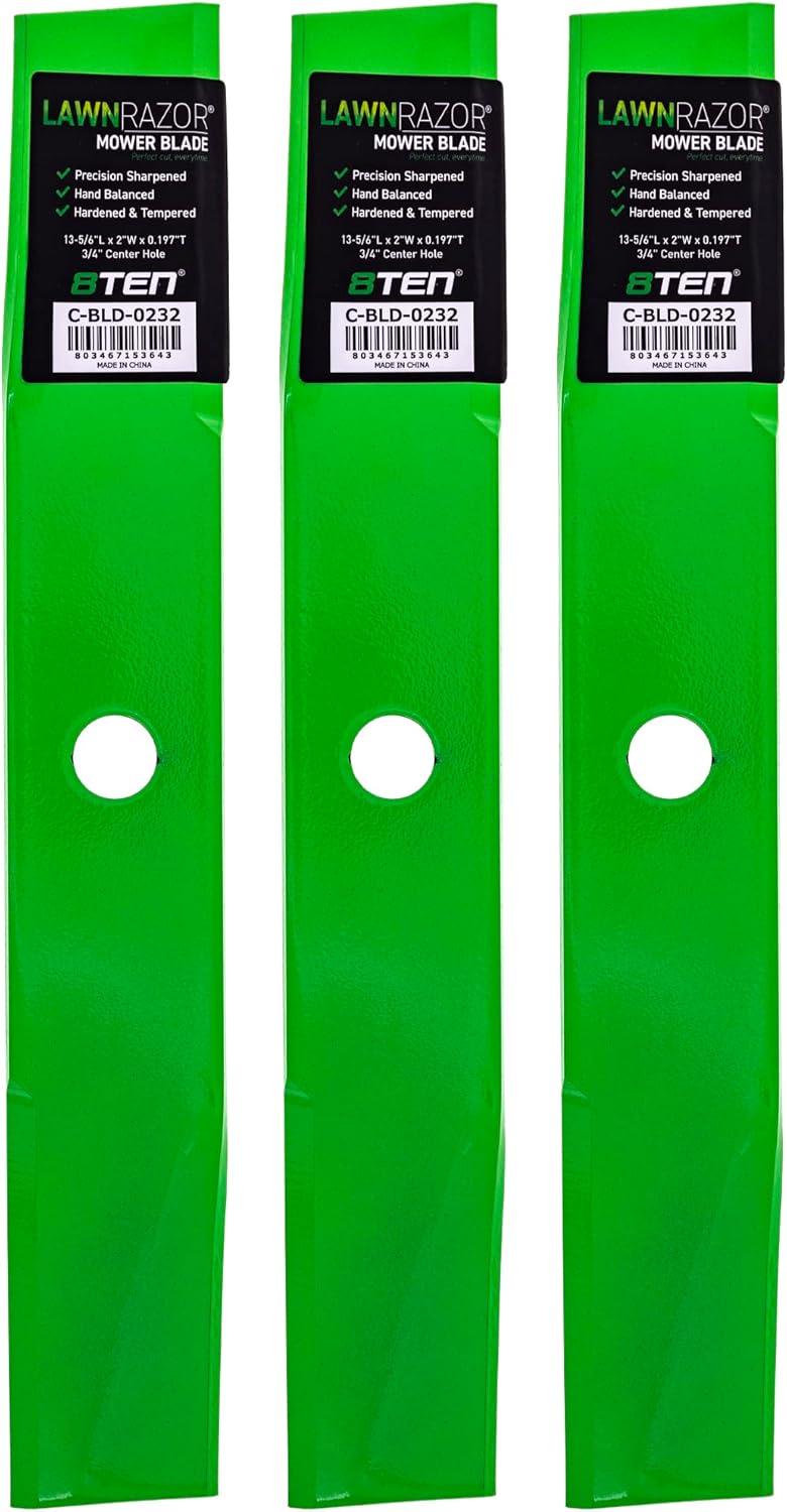 8TEN LawnRAZOR Blade Set for Toro Wheel Horse 42" Deck 106077-03 106636 (Medium Lift) 3 Pack