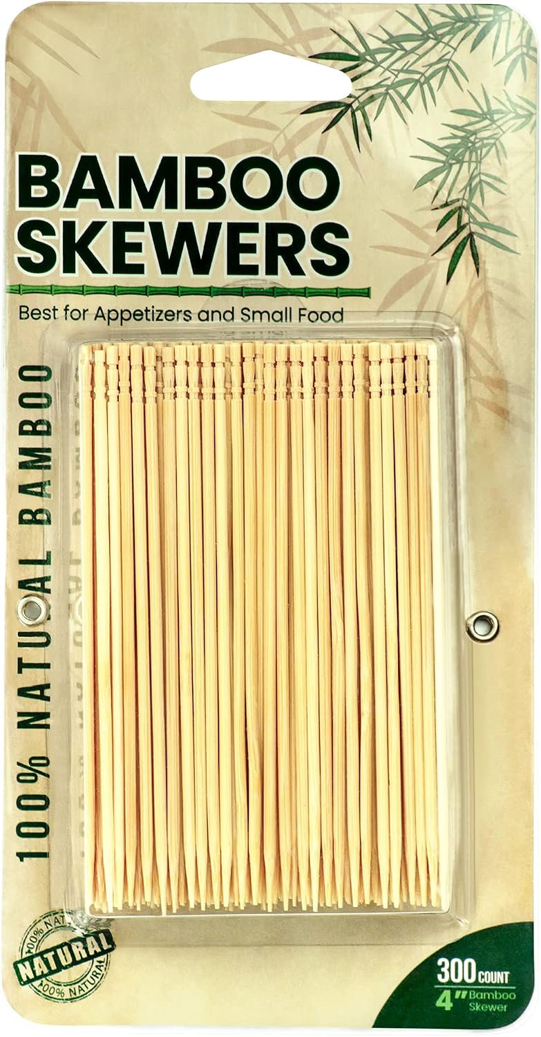 DecorRack 300 Bamboo Cocktail Picks, 4 inch Appetizer Skewers (300 Pack)