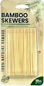DecorRack 300 Bamboo Cocktail Picks, 4 inch Appetizer Skewers 300 Pack