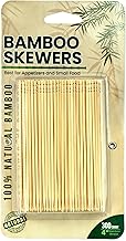 DecorRack 4” Natural Bamboo Skewers, Mini Cocktail Wood Picks, Appetizer Sticks for Sandwich, Charcuterie Boards, BBQ, Fruit Kabobs, DYI Crafting (300 Pack)