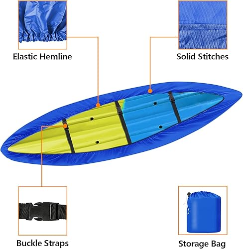 Miniatura 9 de iCOVER - Funda para kayak, resistente al agua, para canoa, resistente a los rayos UV, cubierta para lancha de pesca para almacenamiento al aire