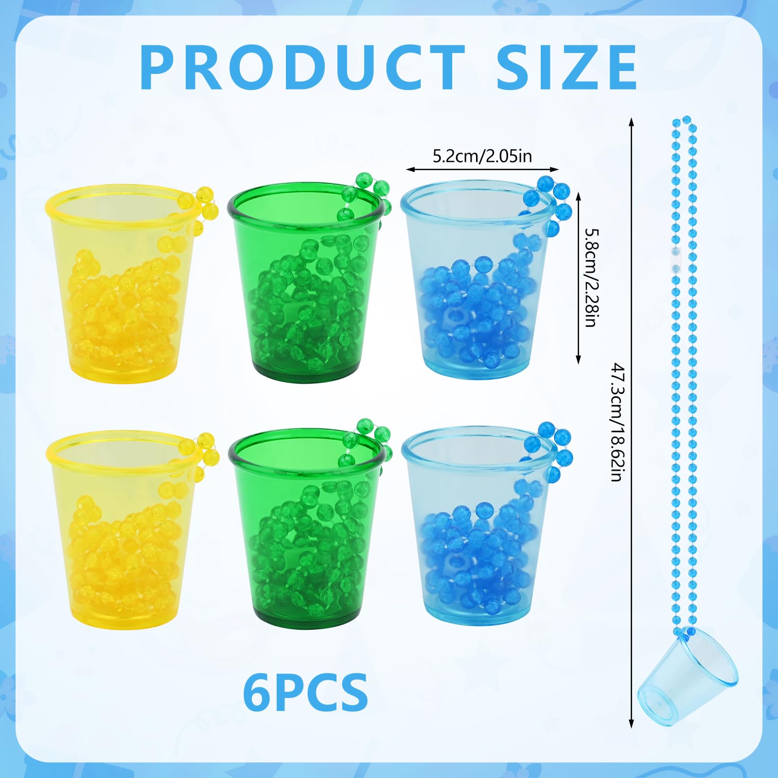 Bekecidi Lot De 6 Verres à Shot Avec Colliers, Mini Gobelets En