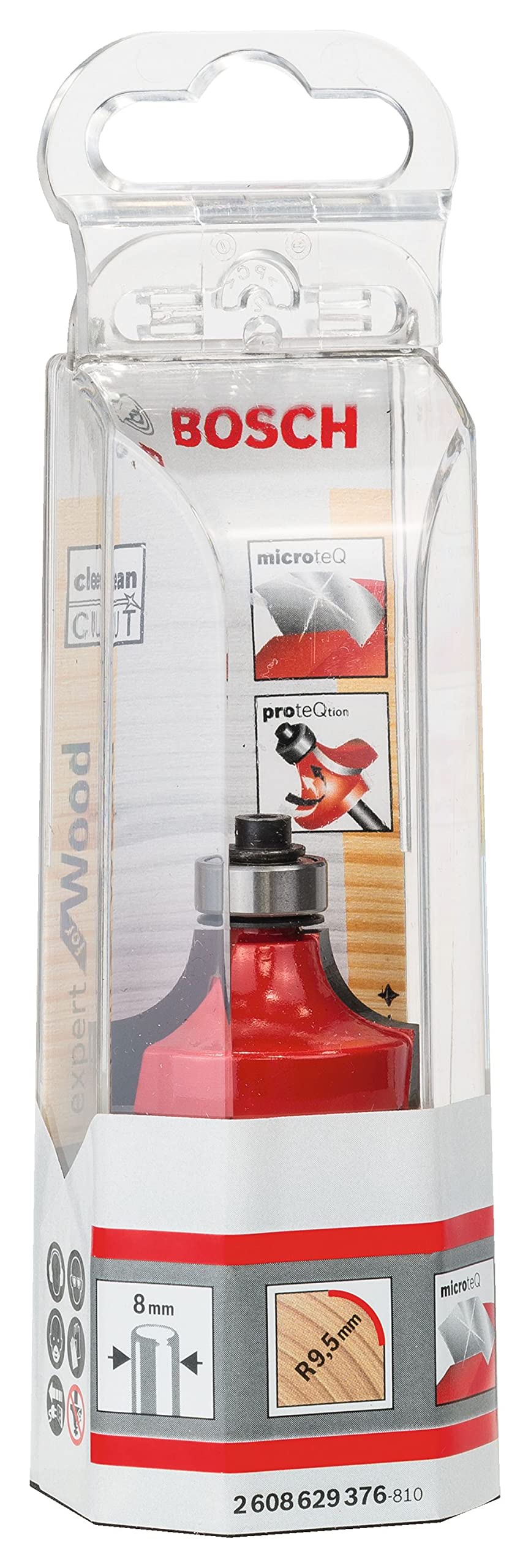 Bosch 1x Fresa a raggio concavo Expert for Wood Raggio 9.5 mm, Lunghezza utile 18 mm, Professional Accessori per fresatrici portatili, rifilatori